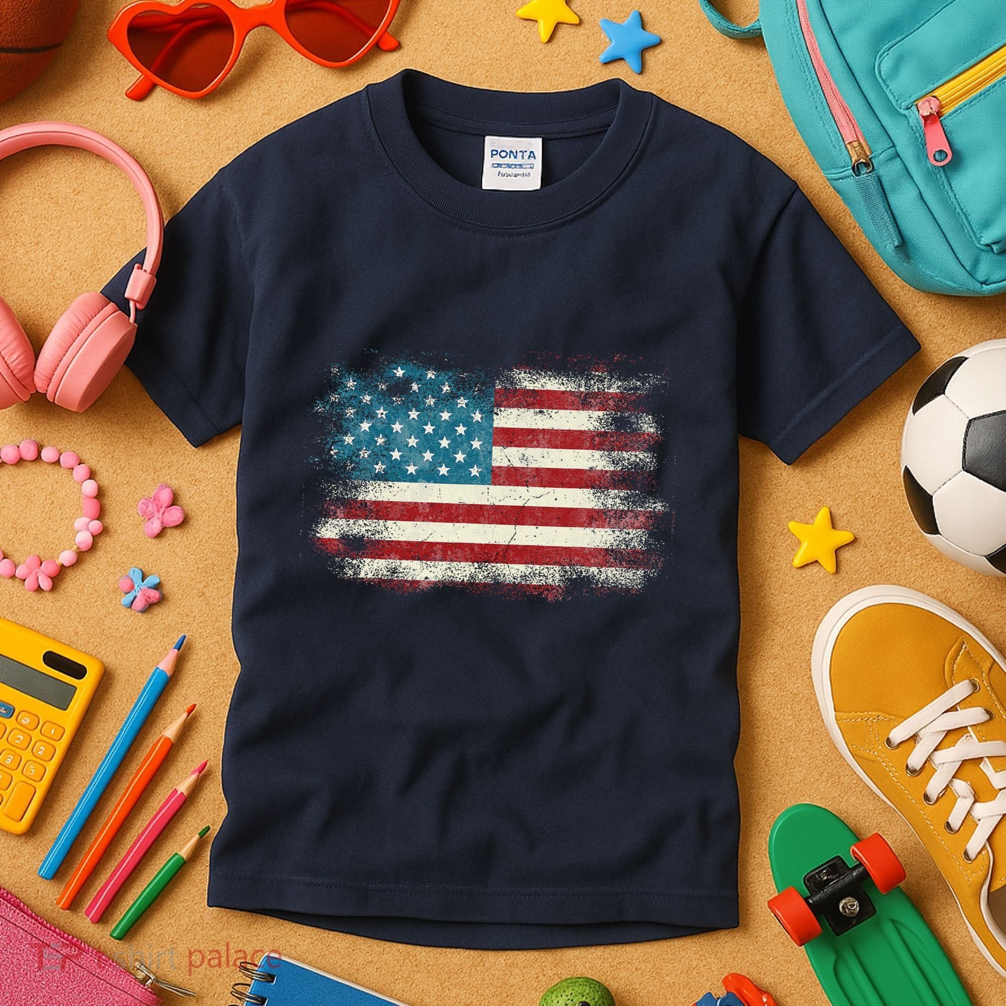 Patriotic American Usa Flag Kids T-Shirt