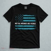 Ptsd Awareness Us Flag In Teal Color T Warrior Gift T-Shirt thumb 5