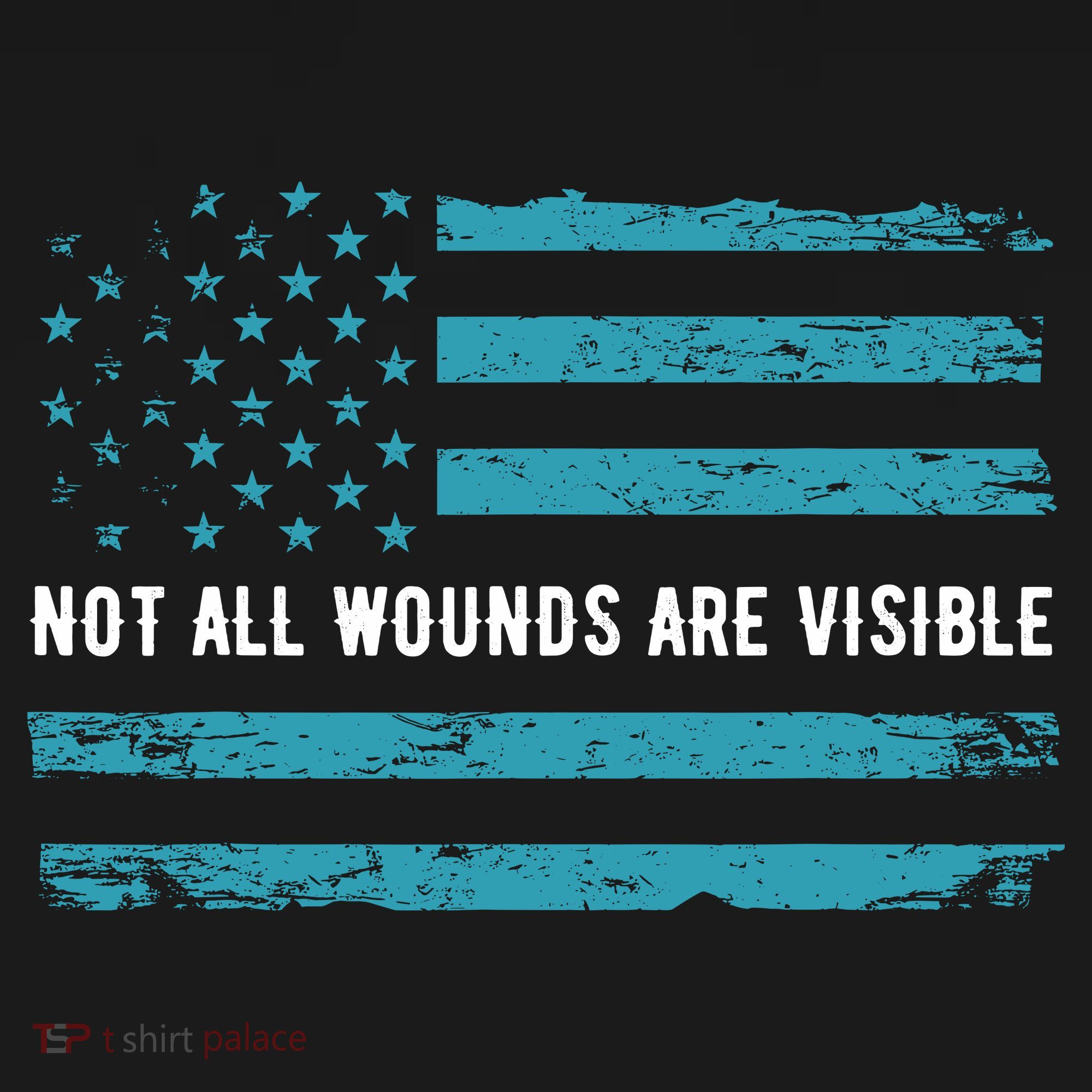 Ptsd Awareness Us Flag In Teal Color T Warrior Gift T-Shirt