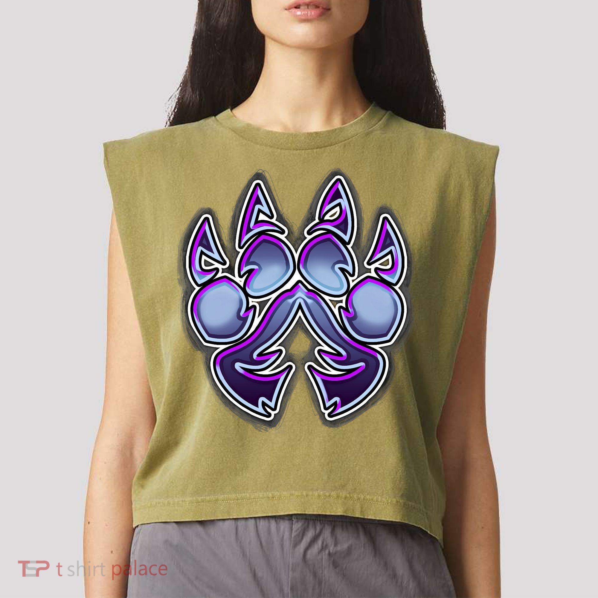 Paw Print Garment-Dyed Women's Muscle Tee