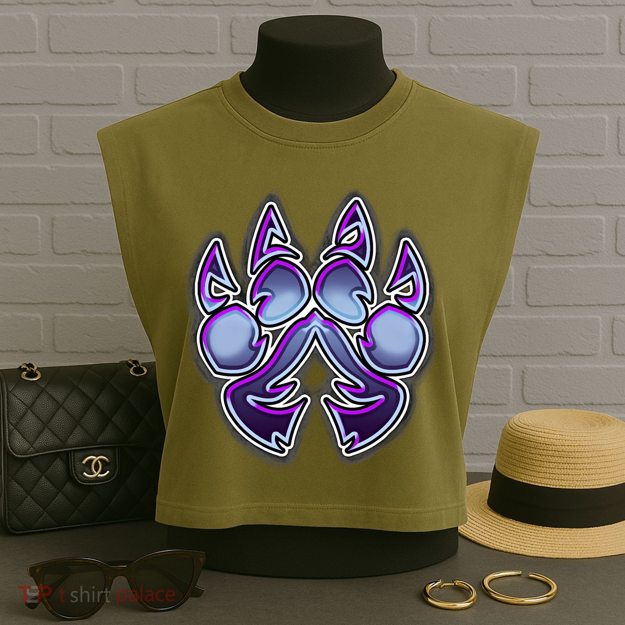 Paw Print Garment-Dyed Women's Muscle Tee