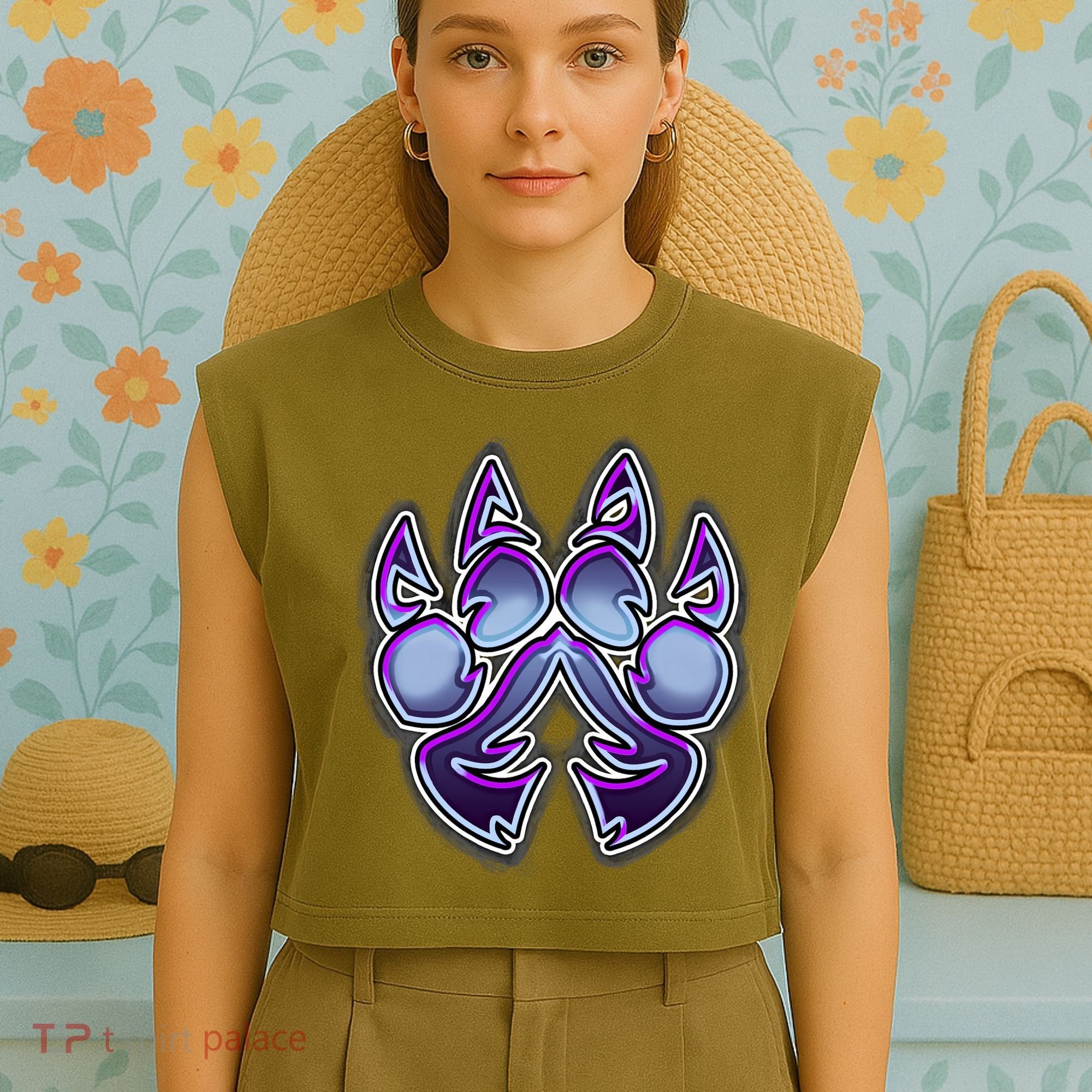 Paw Print Garment-Dyed Women's Muscle Tee