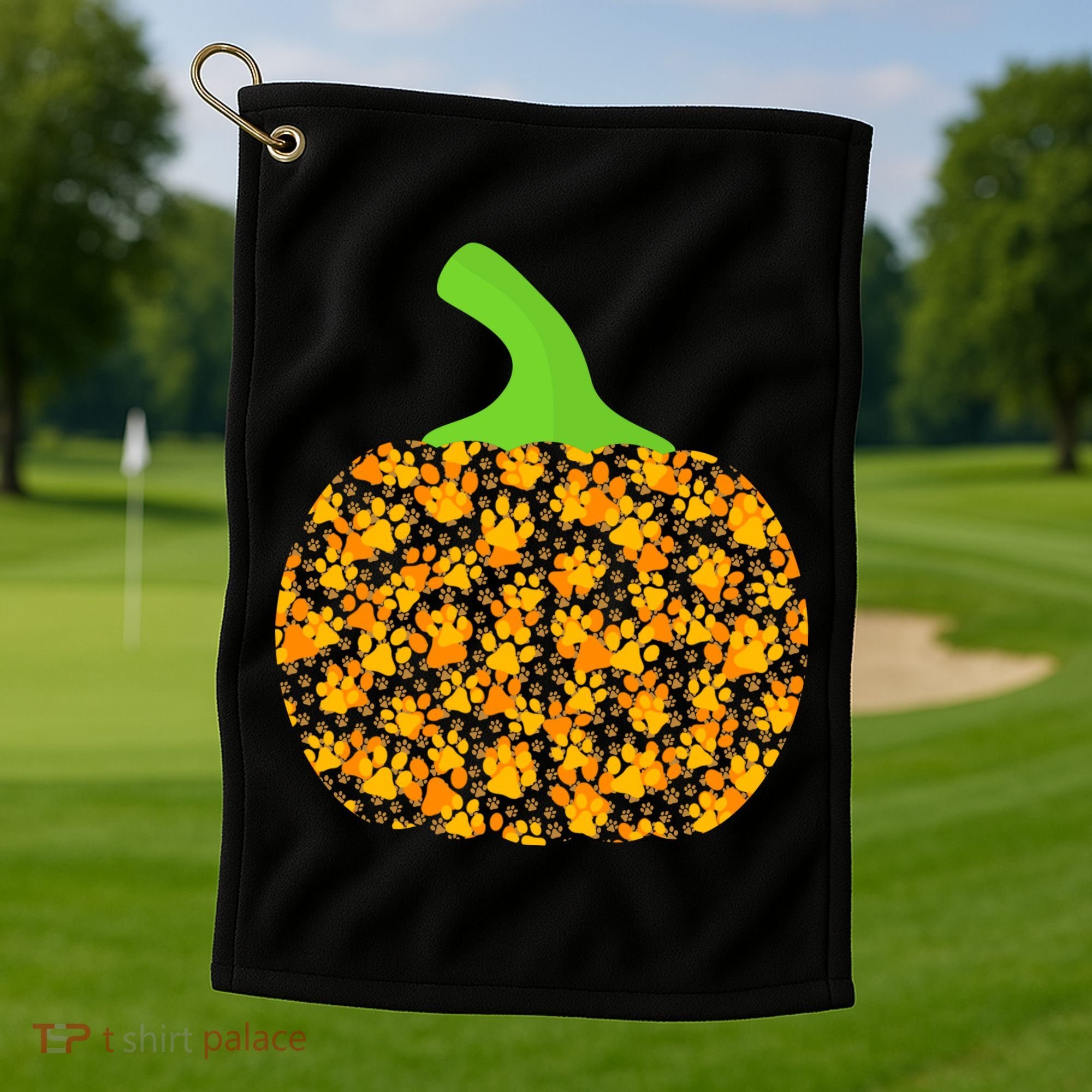 Paw Print Pumpkin Golf Towel