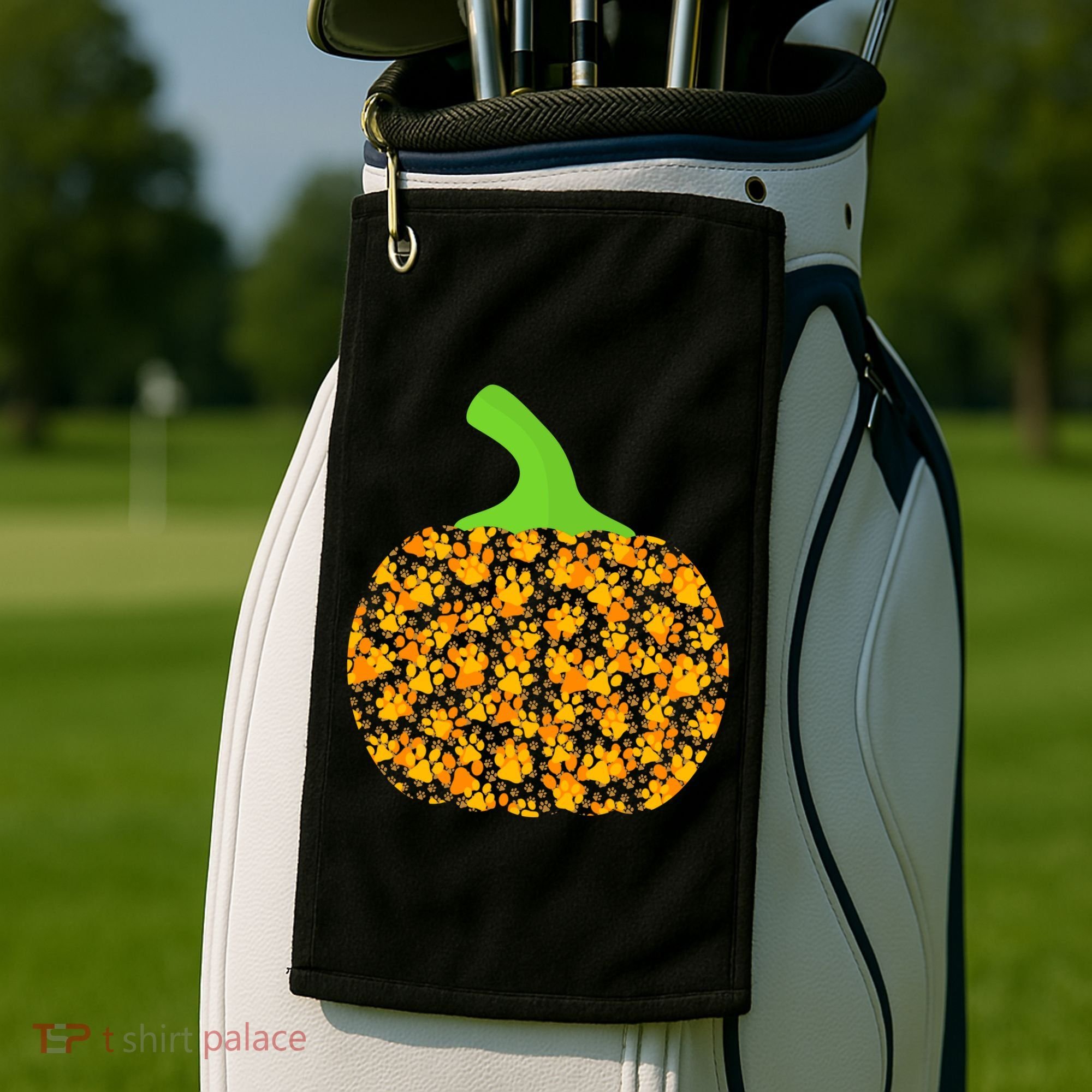 Paw Print Pumpkin Golf Towel