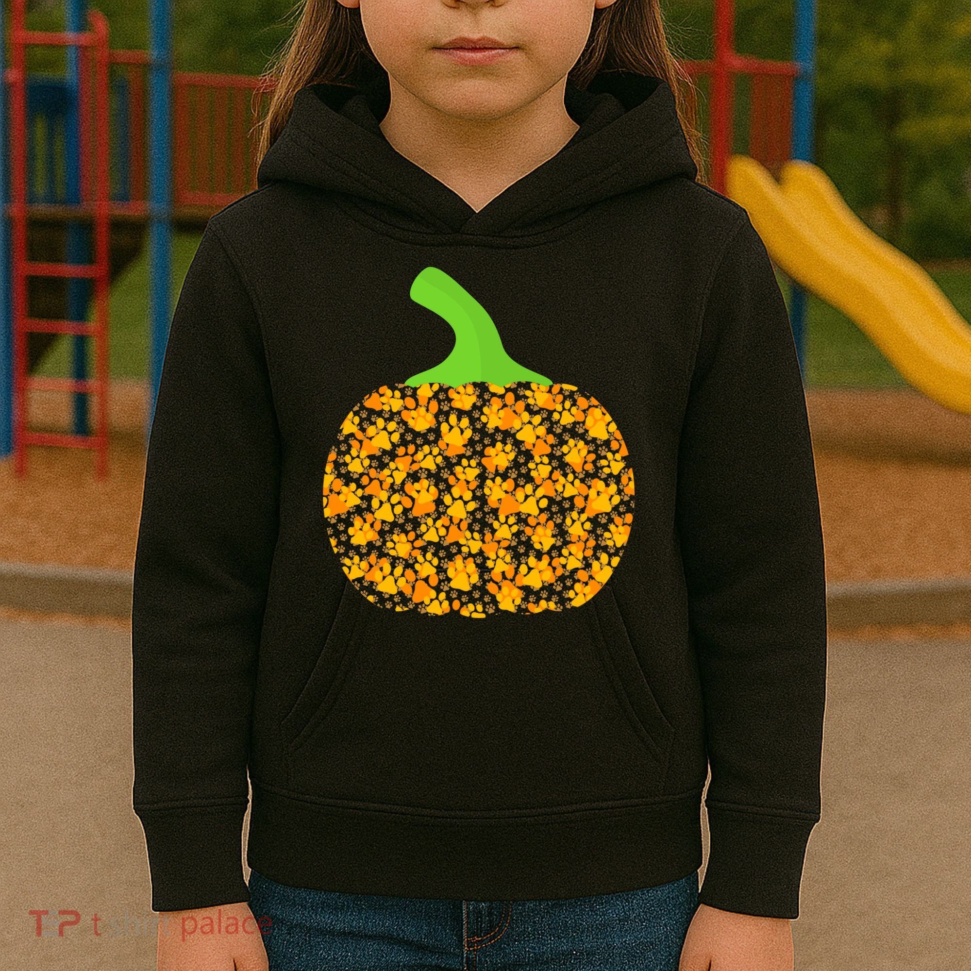 Paw Print Pumpkin Kids Hoodie