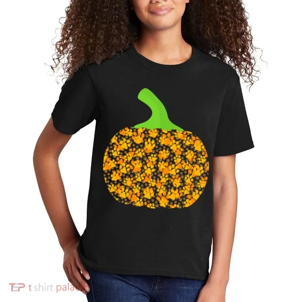 Paw Print Pumpkin Kids T-Shirt