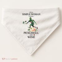PICKLEBALL AND WINE I'M A SIMPLE WOMAN USA-Made Doggie Bandana thumb 0
