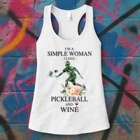 PICKLEBALL AND WINE I'M A SIMPLE WOMAN Women's Tank Top thumb 3