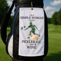 PICKLEBALL AND WINE I'M A SIMPLE WOMAN Golf Towel thumb 2