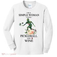 PICKLEBALL AND WINE I'M A SIMPLE WOMAN Kids Long Sleeve Shirt thumb 0