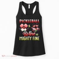 PICKLEBALL AND WINE IS MIGHTY FINE Women's Tank Top thumb 0