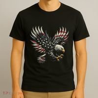 Patriotic American With Eagle And Usa Flag T-Shirt thumb 3