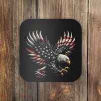 Patriotic American With Eagle And Usa Flag Coaster thumb 0