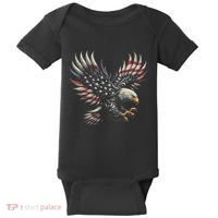Patriotic American With Eagle And Usa Flag Baby Bodysuit thumb 0