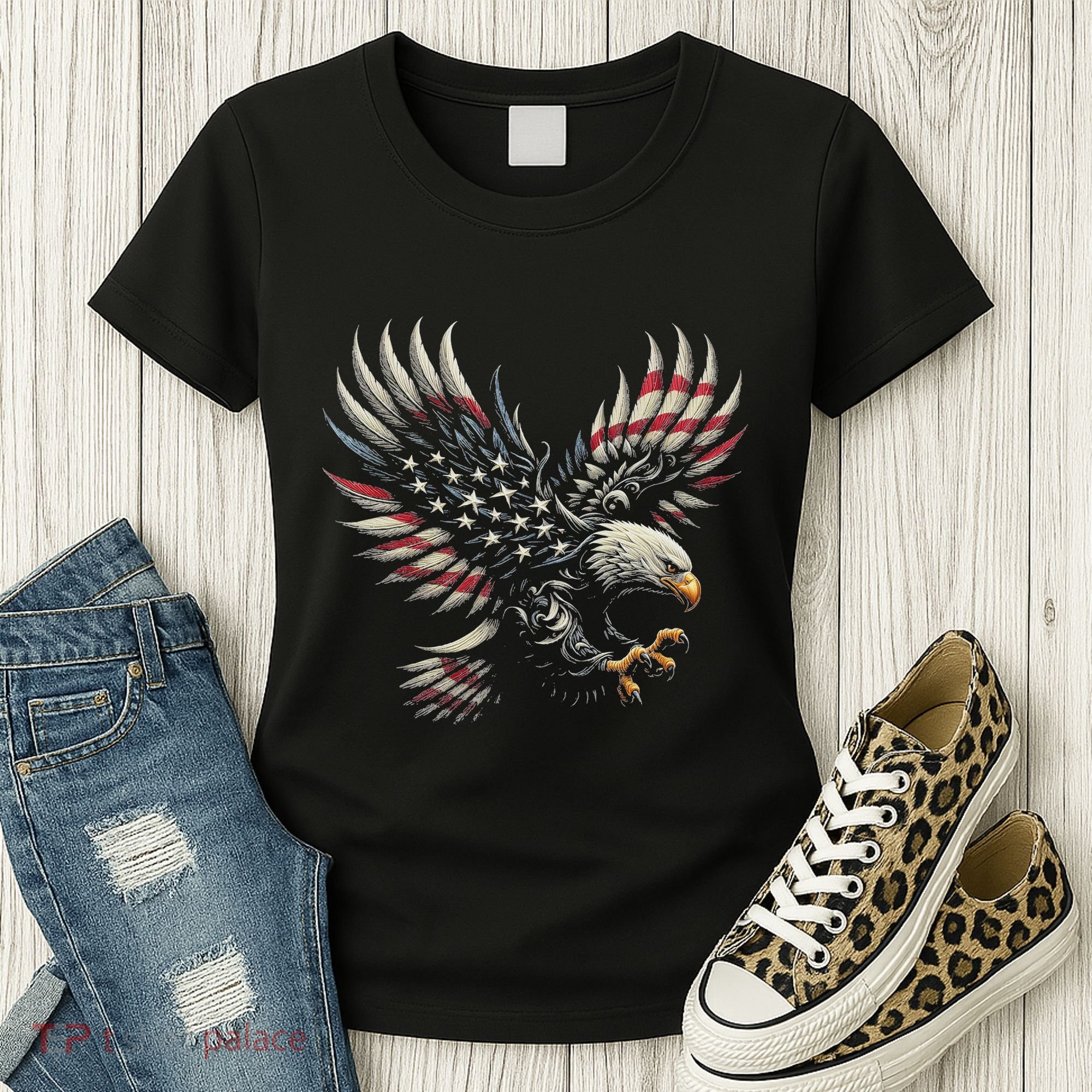 Patriotic American With Eagle And Usa Flag Women's T-Shirt