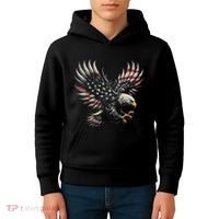 Patriotic American With Eagle And Usa Flag Kids Hoodie thumb 4