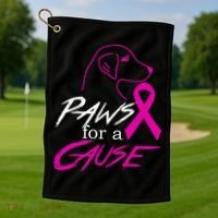 Paws For A Cause Breast Cancer Golf Towel thumb 1