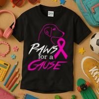 Paws For A Cause Breast Cancer Kids T-Shirt thumb 3