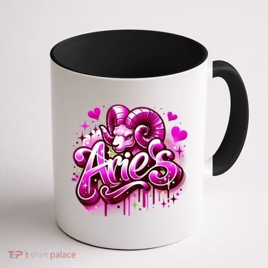 Pink Aries Zodiac Star Sign Coffee Mug back