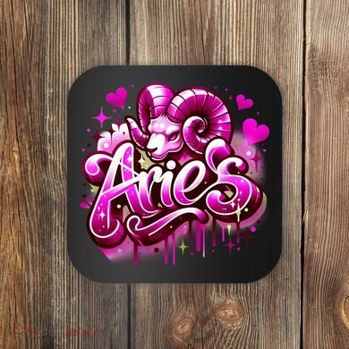 Pink Aries Zodiac Star Sign Coaster