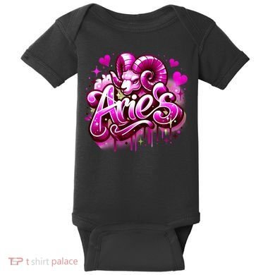 Pink Aries Zodiac Star Sign Baby Bodysuit