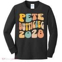 Pete Buttigieg 2028 For President Resist Wavy Election Kids Long Sleeve Shirt thumb 0