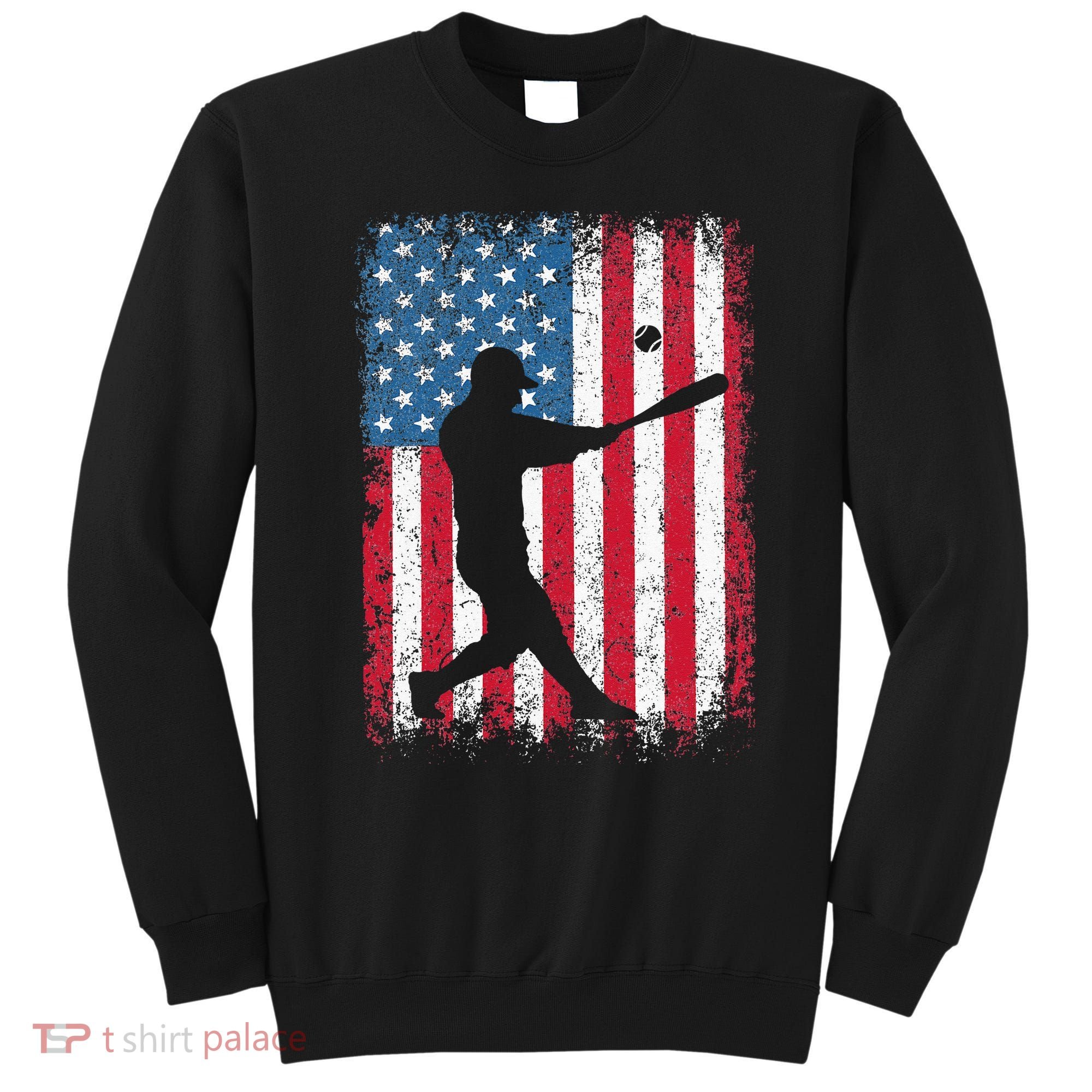 Patriotic Baseball 4th Of July Men USA American Flag Sweatshirt
