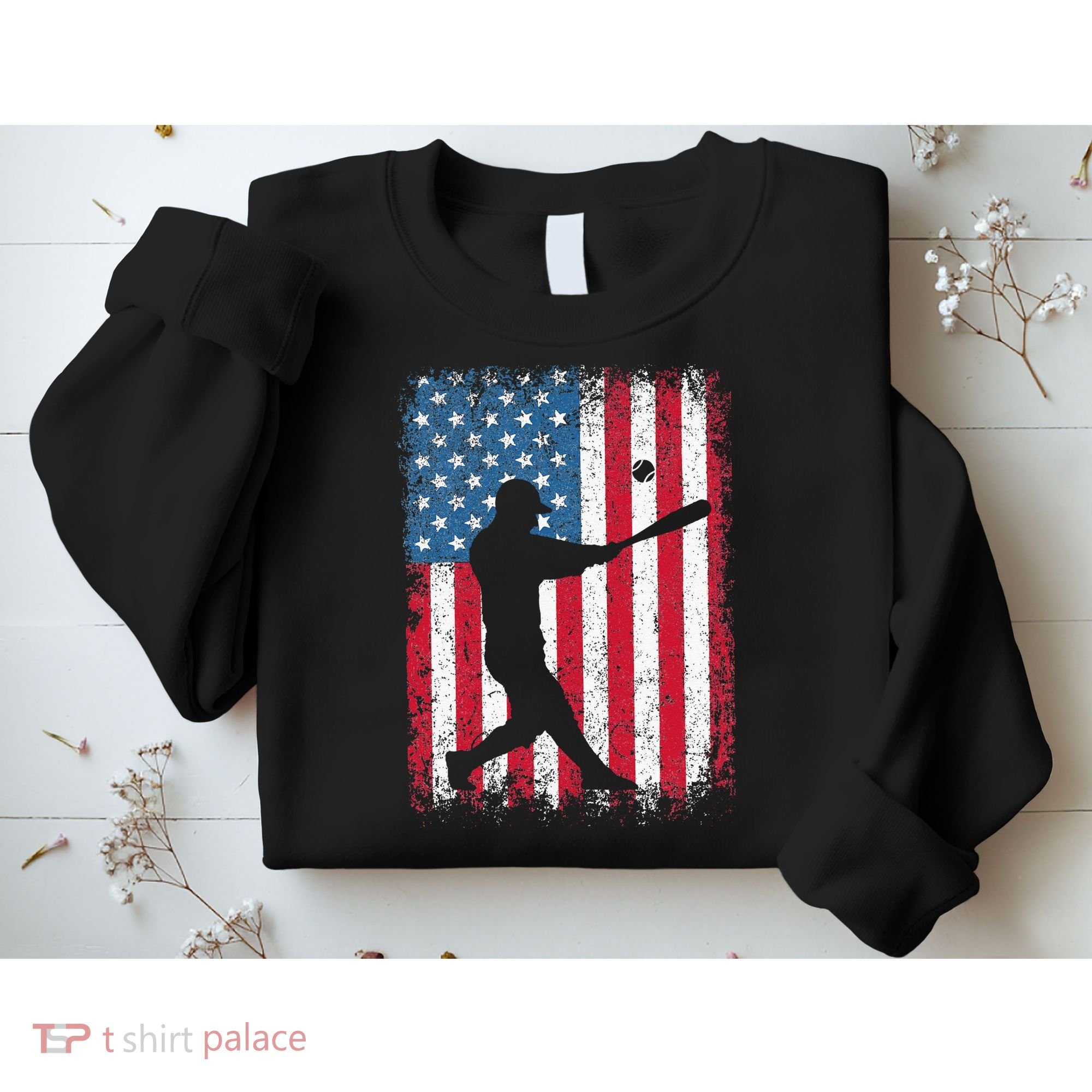 Patriotic Baseball 4th Of July Men USA American Flag Sweatshirt