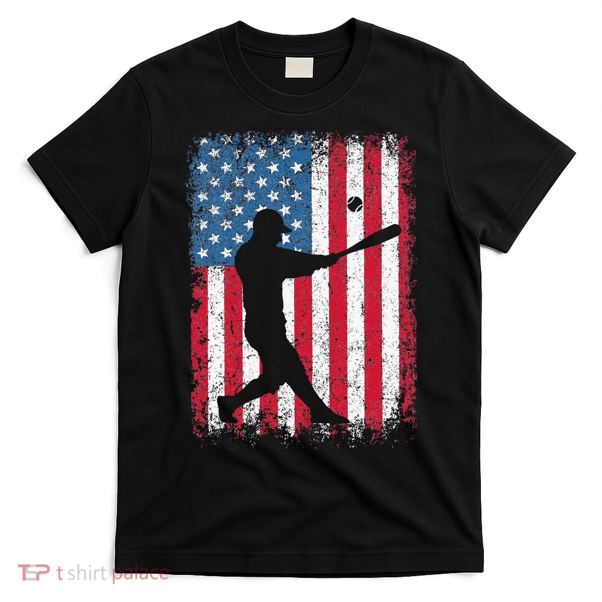 Patriotic Baseball 4th Of July Men USA American Flag T-Shirt