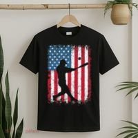 Patriotic Baseball 4th Of July Men USA American Flag T-Shirt thumb 2