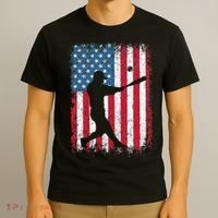 Patriotic Baseball 4th Of July Men USA American Flag T-Shirt thumb 3