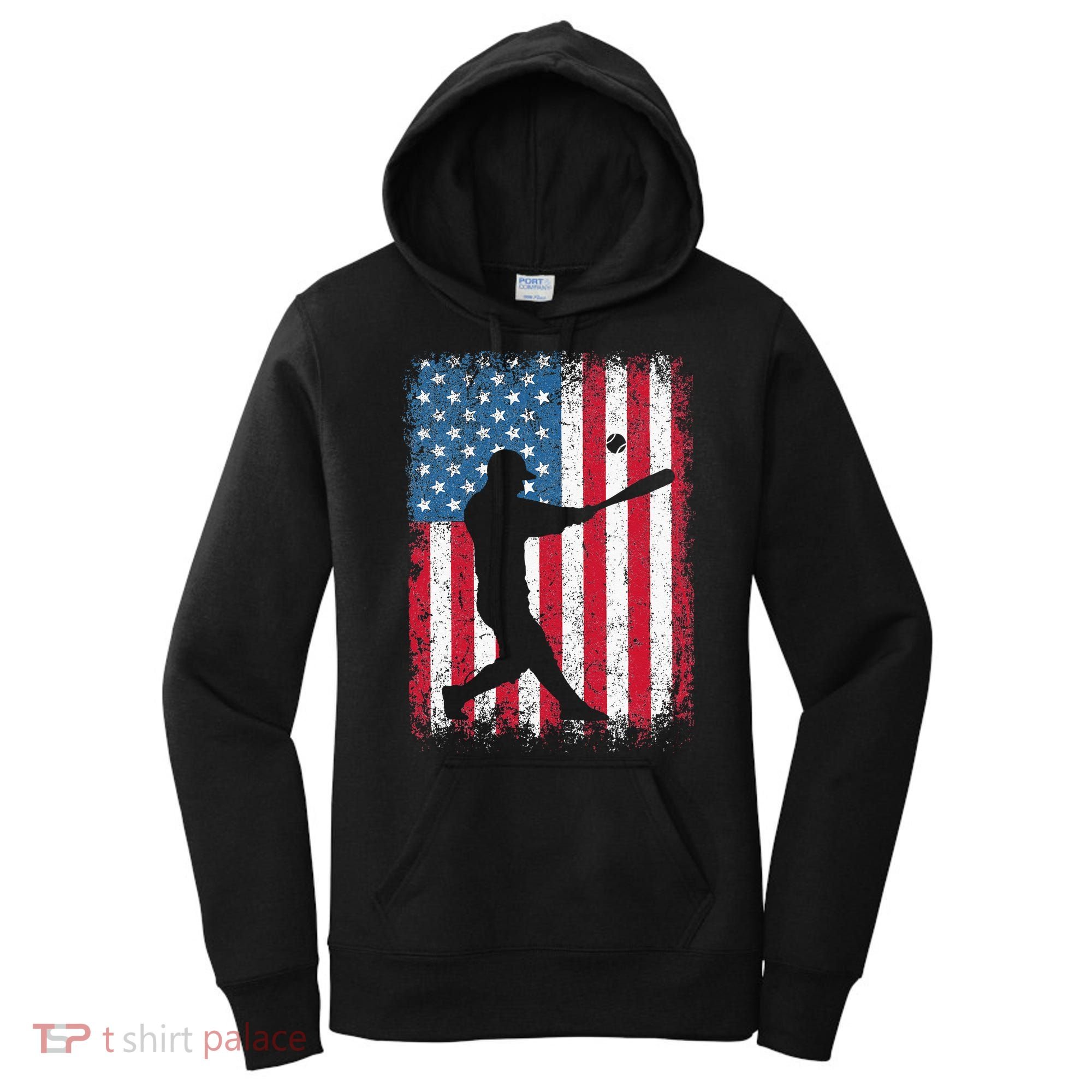 Patriotic Baseball 4th Of July Men USA American Flag Women's Hoodie