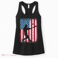 Patriotic Baseball 4th Of July Men USA American Flag Women's Tank Top thumb 0