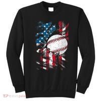 Patriotic Baseball 4th Of July USA American Flag Sweatshirt thumb 0