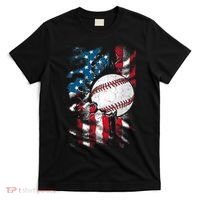 Patriotic Baseball 4th Of July USA American Flag T-Shirt thumb 0