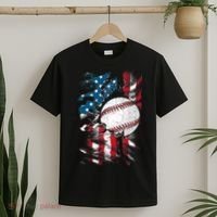 Patriotic Baseball 4th Of July USA American Flag T-Shirt thumb 2