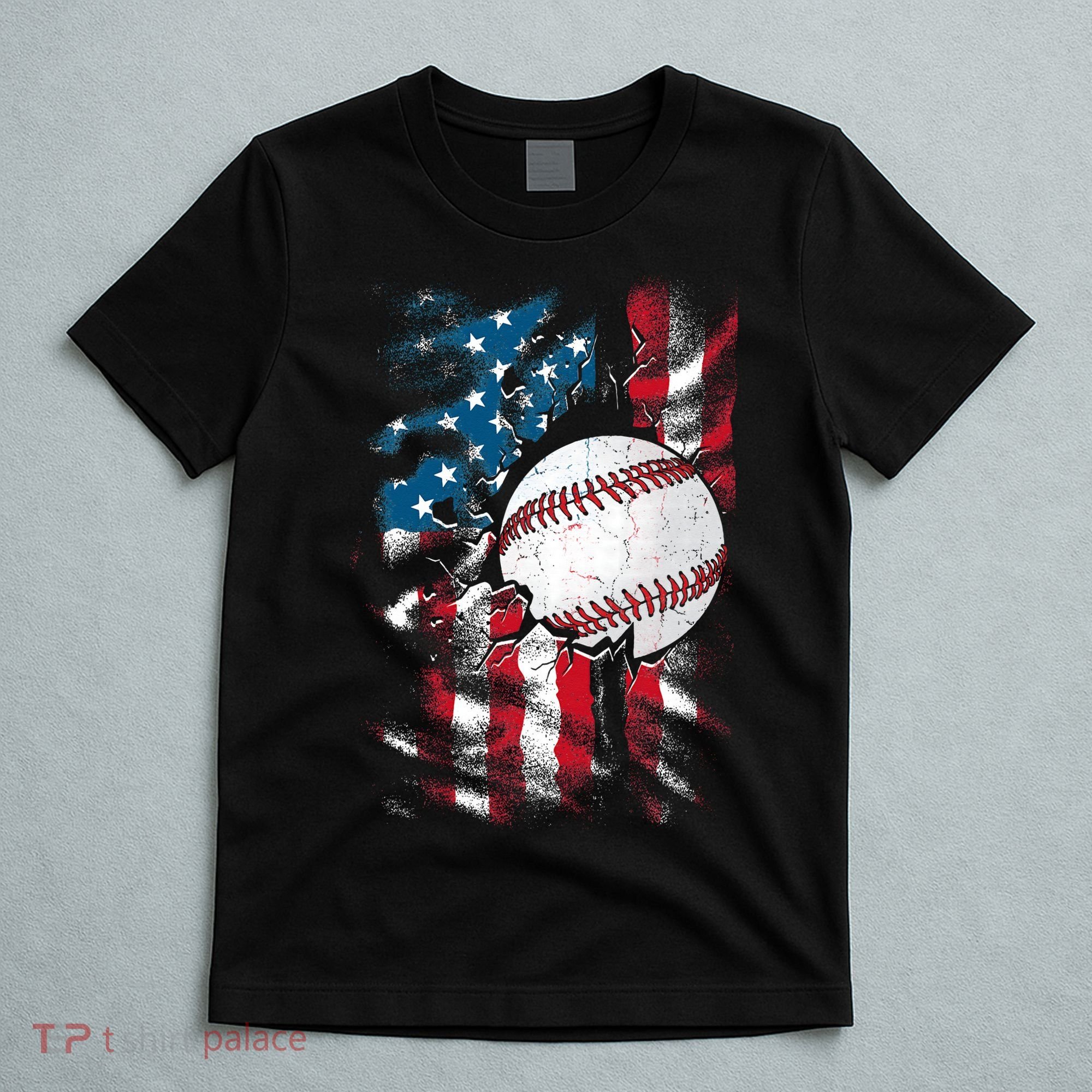 Patriotic Baseball 4th Of July USA American Flag T-Shirt