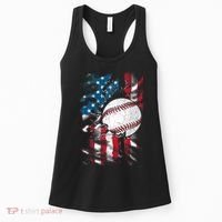 Patriotic Baseball 4th Of July USA American Flag Women's Tank Top thumb 0