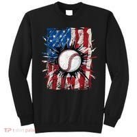 Patriotic Baseball 4th Of July Usa American Flag Sweatshirt thumb 0
