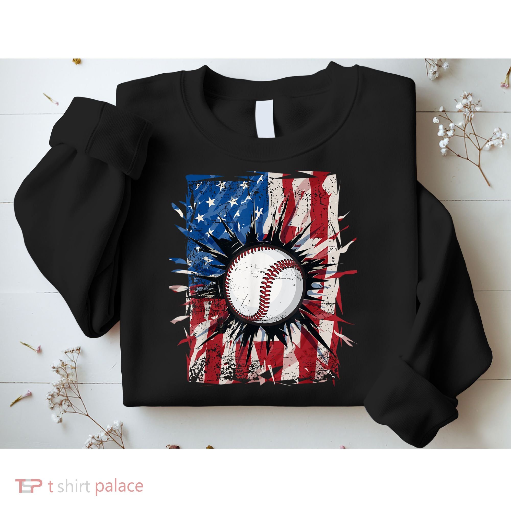 Patriotic Baseball 4th Of July Usa American Flag Sweatshirt