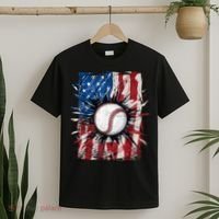 Patriotic Baseball 4th Of July Usa American Flag T-Shirt thumb 2