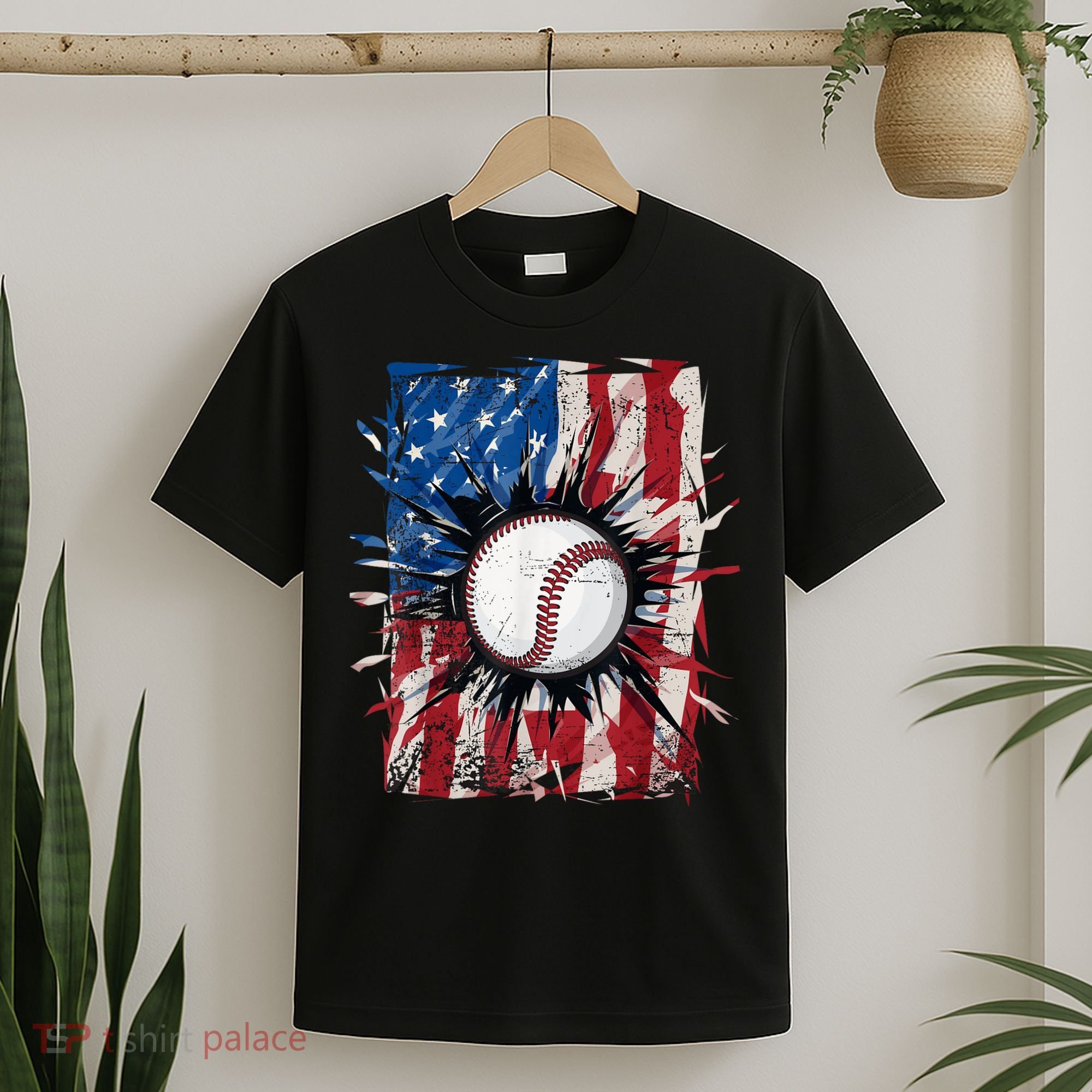Patriotic Baseball 4th Of July Usa American Flag T-Shirt