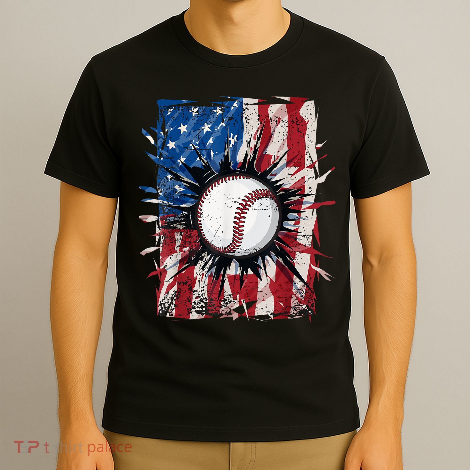 Patriotic Baseball 4th Of July Usa American Flag T-Shirt