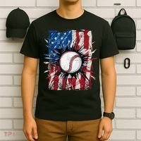 Patriotic Baseball 4th Of July Usa American Flag T-Shirt thumb 6