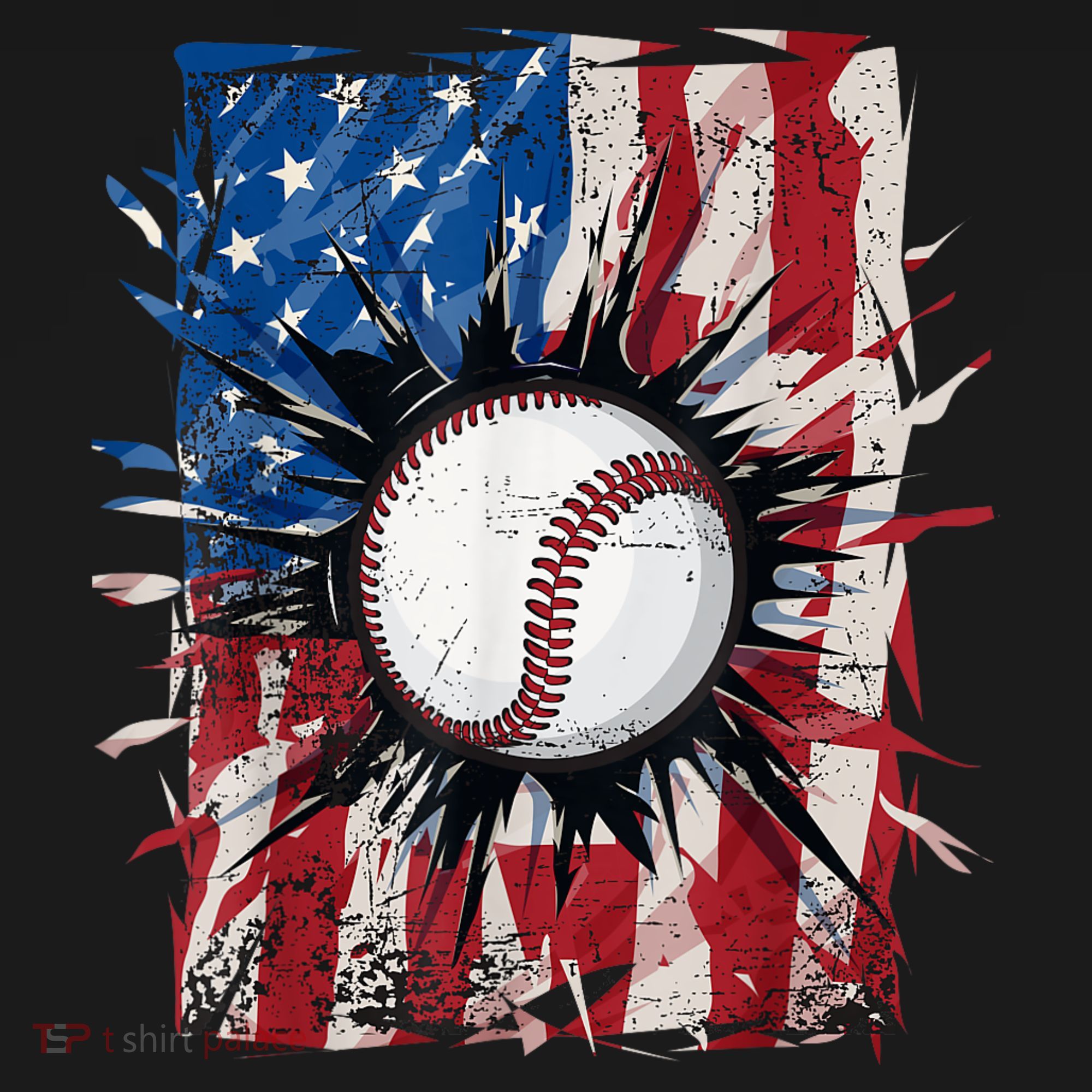 Patriotic Baseball 4th Of July Usa American Flag T-Shirt