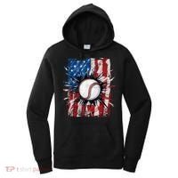 Patriotic Baseball 4th Of July Usa American Flag Women's Hoodie thumb 0
