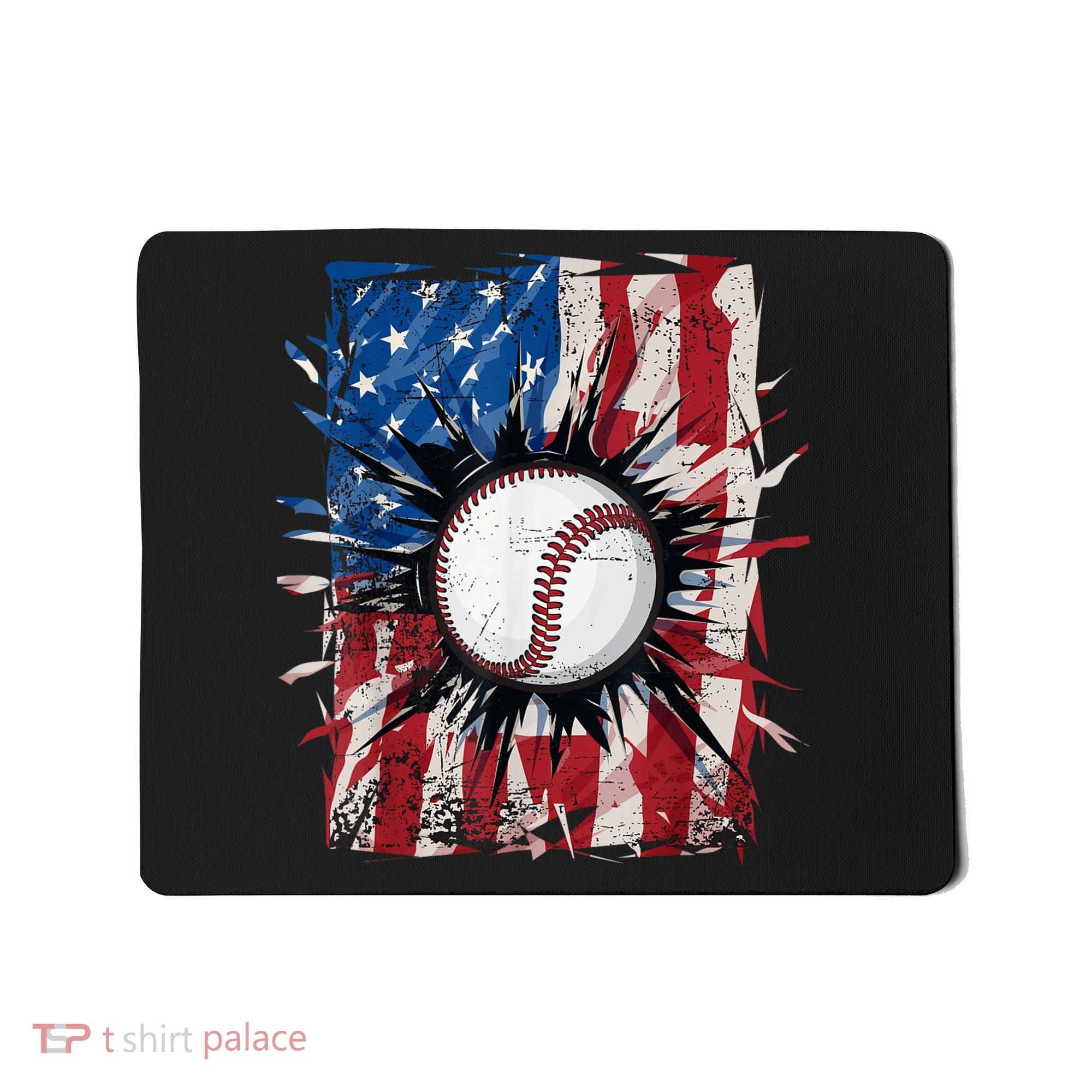 Patriotic Baseball 4th Of July Usa American Flag Mousepad