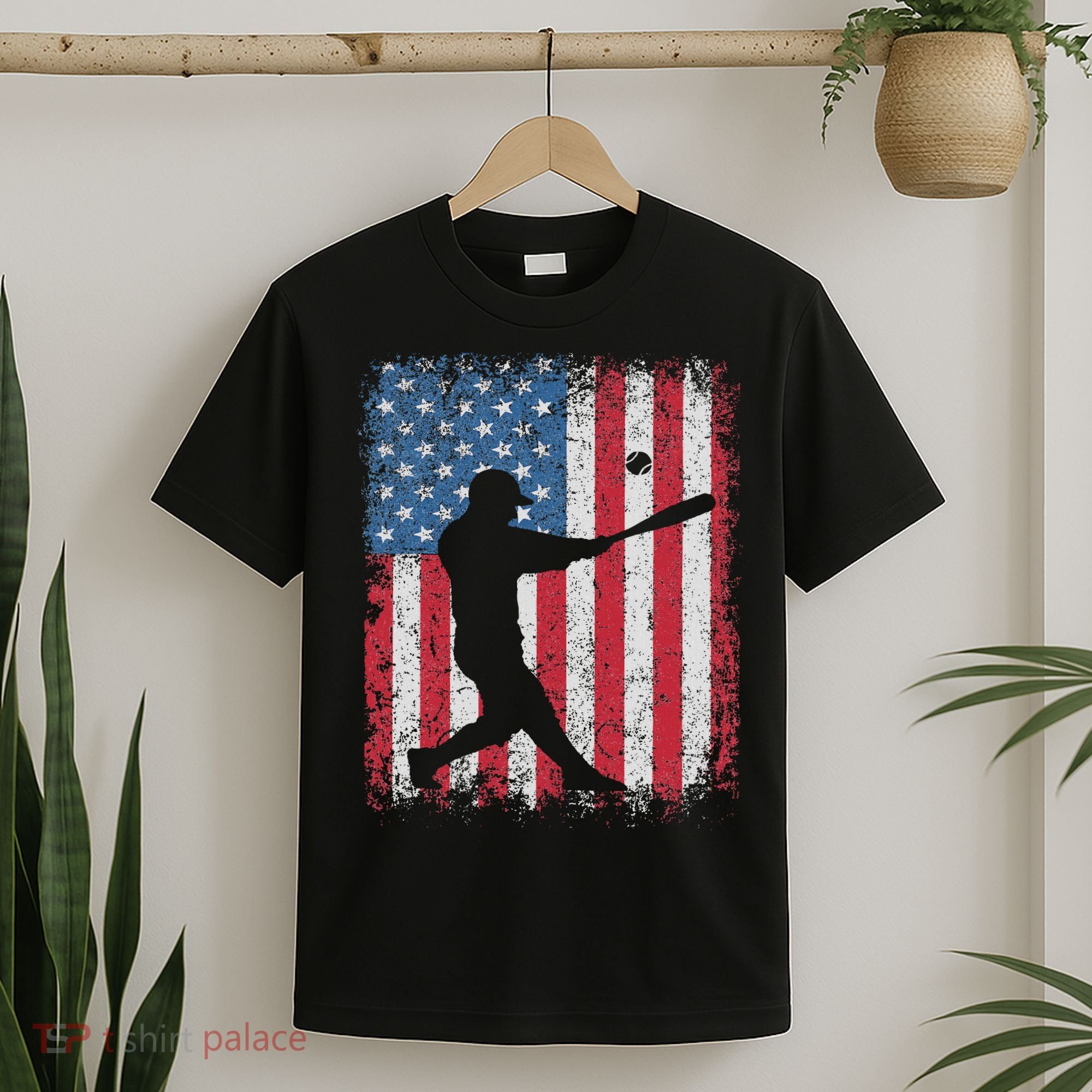 Patriotic Baseball 4th Of July Usa American Flag T-Shirt
