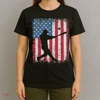 Patriotic Baseball 4th Of July Usa American Flag T-Shirt thumb 4