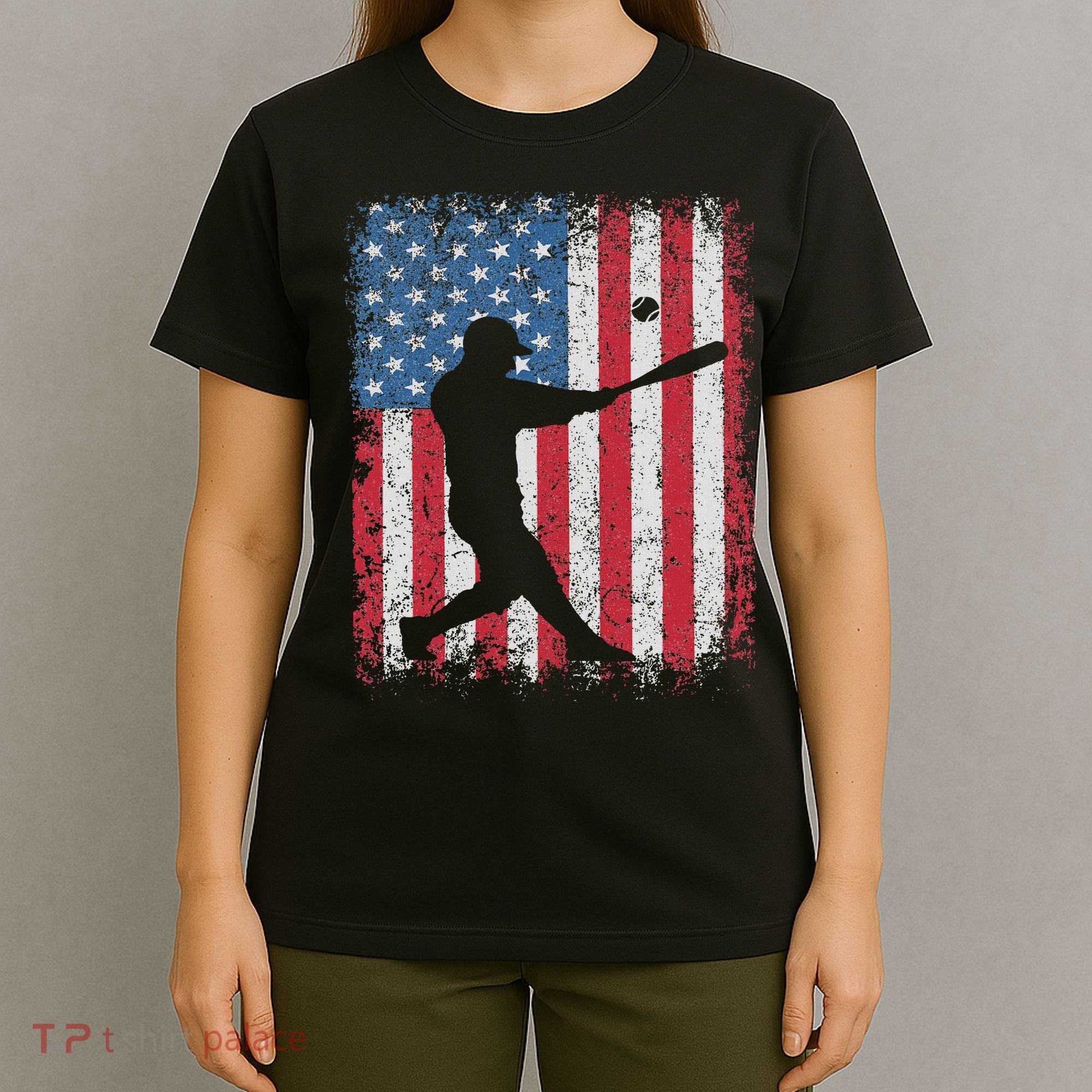 Patriotic Baseball 4th Of July Usa American Flag T-Shirt